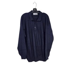 Illary Dark Navy Baby Alpaca Henley Sweater Men's Large Dad Sweater